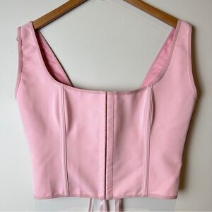 XL Coquette Fairycore Ren Faire Pink Boned Lace-Up Corset Crop Top XL